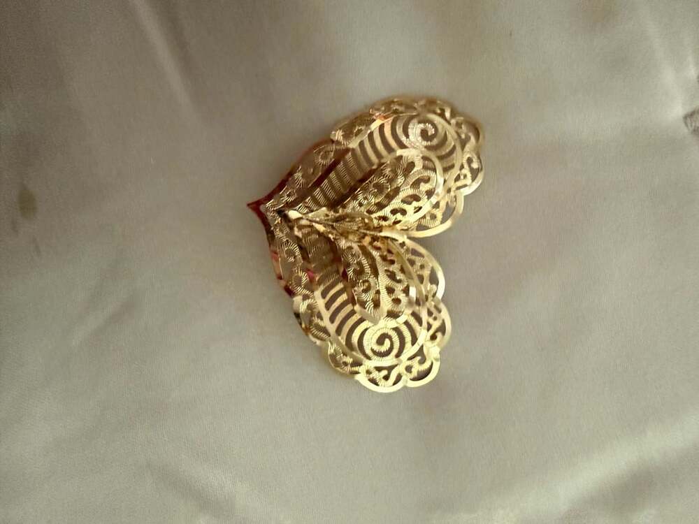 Vintage Gold Filigree Butterfly Brooch